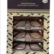 Evolution Eyes Men's Textured Set of 3 Pairs of Reading Glasses +1.50 Strength