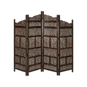 Vasco 4 Panel Room Divider Screen Privacy Shoji Timber Wood Stand - Burnt