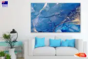 Blue & Gold Abstract Paint Design Wall Canvas Home Decor Australian Made Quality