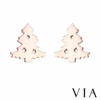 在飛比找momo購物網優惠-【VIA】白鋼耳釘 白鋼耳環 聖誕樹耳環/節日系列 可愛聖誕