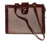 DX2 Pet Carrier Brown Check and Faux Croc Patent Leather Trim Shoulder Bag NWOT
