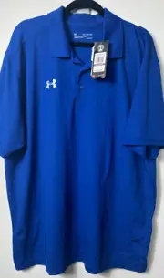 NEW Under Armour UA Men 2XL Golf Heatgear Polo Shirt Blue UPF50 $49.99 E10