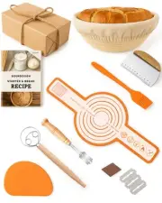 [Set of 9]Sourdough Basket, Sourdough Bread Baking Supplies, Handmade Eco-fri...