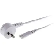Doss 240V 2m White Flat Mains To Fig 8 Lead Right Angle Plug