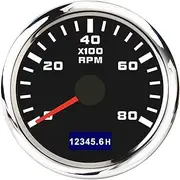PCECKMZTFZ 3K-8K RPM 52mm Pointer Tachometer Tacho Meter Gauge with Red Backlight for Car Marine Boat Yacht RV 9-30V Motorcycle Accessories Speedometer(8000 RPM BS)