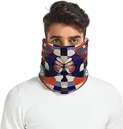 [Caihoyu] Winter Knitted Neck Gaiter for Men &Women Soft Thick Gaiter Mask Cold Weather Outdoor Sports Black and White Orange Plaid and Butterfly Pattern Clothes Apparel Fabric Pattern, Multicolor