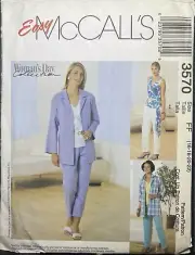 McCALL'S Easy Sewing Pattern 3570 Misses Shirt Jacket Top Sash Pants Size 16 22