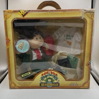 VTG 1985 Coleco Cabbage Patch Boy Doll World Traveler Spain New Open Box READ