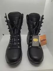 New Vibram Drew's Black Leather Boots 671 Combat Fire Size 43 (US 9)