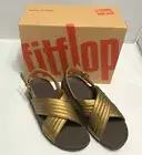 FitFlop Women Lulu Padded Back-Strap Sandals Leather Shoes Bronze 7 8 9 NIB