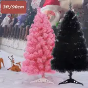 3ft/90CM/0.9M Small Black Pink Christmas Trees Short Mini Xmas Decors 106 Tips