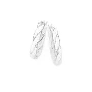 Silver Medium Twisted Pear Shape Hoop Earrings