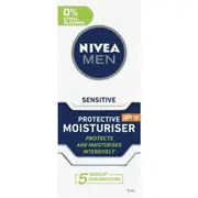 NIVEA MEN Protective Face Moisturiser (75ml) for Sensitive Skin SPF15, 24hr Hydration with Chamomile, Vitamin, and Sun Protection with SPF 15, Anti-irritation Face Moisturiser for Sensitive Skin