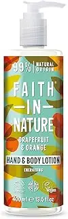 Faith In Nature Natural Grapefruit and Orange Hand and Body Lotion, Energising, Vegan and Cruelty Free, No SLS or Parabens, 400ml