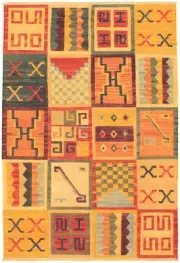Vintage Hand Woven Carpet 6'3" x 9'3" Traditional Wool Kilim Rug