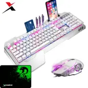 For PC Mac Xbox PS4 PS5 Gaming Keyboard and Mouse Combo Wired RGB Backlit White