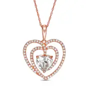 7.0mm Lab-Created White Sapphire Spiral Heart Pendant in 10K Rose Gold