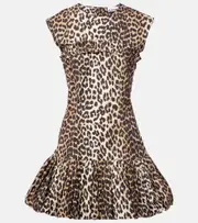 [Ganni] Ganni Leopard-print cotton corset dress AU 14 multicoloured