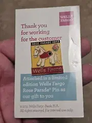 Wells Fargo Bank Rose Parade 2012 Pony Metal Enamel Pin on Card