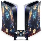 Official Jonas JoJoesArt Jdicke Dreamcatcher Wolf Art Mix Vinyl Faceplate Sticker Gaming Skin Decal Cover Compatible with Sony Playstation 5 PS5 Digital Edition Console and DualSense Controller