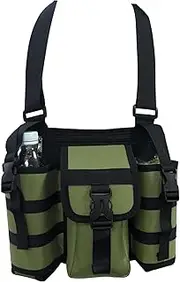 Water Bottle Bag, Sports Sling Backpack, Shoulder Bag, Water Bottle Bag, Sling Backpack with Multiple Pockets, Bottle Carry Bag, Adjustable Hiking Shoulder Bag with Carabiners, Army Green, Siehe