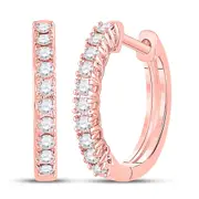 10k Rose Gold Round Diamond Hoop Earrings 1/3 Cttw