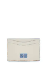 Ganni Bou Logo Leather Card Holder - White ONE SIZE