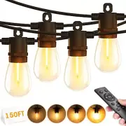 Outdoor String Lights w/ Remote 150Ft IP65 Waterproof Patio Lights Edison Bulbs