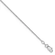 14k White Gold 1.2mm D/C Beaded Chain Anklet 10"