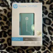 HP portable hard drive SSD P500 – 250GB teal color brand new in package