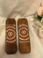Authentic Aboriginal Music Clap Sticks handpaint (2 sticks)