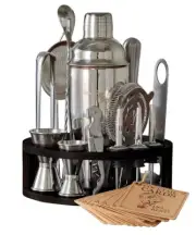 Mixology Bartender Kit 15 Piece Bar Tool Set with round Stand