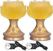 NDNCZDHC Lotus Light 2Set LED Lotus Buddha Lamp Imitated Colored Glaze Prayer Light Home Meditation Buddhist Supplies 100-240V(AU Plug)