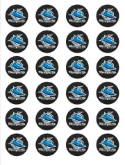 24 NRL Cronulla Sharks Edible Wafer Paper Cupcake Toppers PRE-CUT