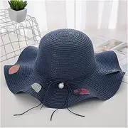 [TOMYEUS] Sun Hats Summer Women's Sun Hats Talk About Big Brim Seaside Holiday Sun Hats Foldable Bow Dome Straw Hats Beach Cap (Color : 13)