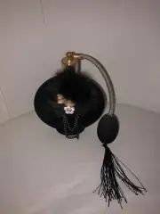 Black glass women’s face perfume bottle never used atomizer
