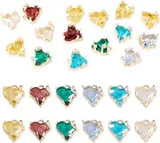 [PH PandaHall] Pandahall Real 18K Gold Plated Gold Dangle Micro Pave Cubic Zirconia Pendant Hear Rectangle Shape for Jewelry Making Bracelets Bulk