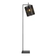 Lucilia Black Braided Fiber Shade Gun Metal Floor Lamp