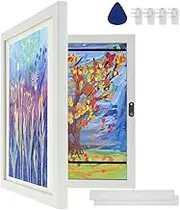 Kids Art Frame Front Opening A4 - Changeable Artwork Display Frame for 150 Pieces, Children's Project Frame for Crafts, Drawing, Hanging Portfolio
