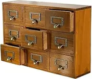 Retro Wooden Storage Box with 9/16 Drawer Wooden Box, Mini Drawer, Bedroom Jewelry Box, Gift Box, [Energy Efficiency Level A],A,26 * 38CM
