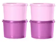 Tupperware Servalier Stacking Canisters 3.75 cups Purple PINK 8pc Set One Touch
