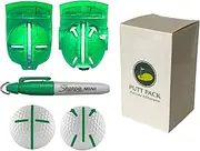 The PUTT PACK Double Pack - Putting & Tee Shot Golf Ball Alignment Tool with Mini Sharpie Pen - Golf Ball Line Marker Tool, Golf Ball Liner, Essential Golf Equipment for Marking Up Your Golf Balls