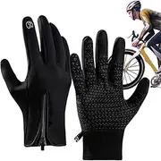 [Generic] Waterproof Winter Gloves,Windproof Gloves with Touchscreen Fingers - Cold Weather Gear, Warm Gloves with Zipper Design for Women Men