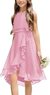 [Galawaqe] Kids A-Line Halter Neck Chiffon Junior Bridesmaid Dresses Fancy Girl Dress Wedding Elegant Party Gown 5-14 Years