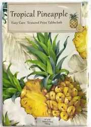 Benson Mills Tropical Pineapple Textured Polyester Tablecloth, 3 Oblong Sizes