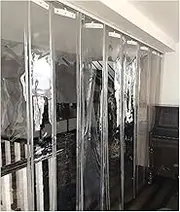 Plastic Vinyl PVC Strip Door Curtain, Sliding Folding Clear Freezer Curtains, 1.5mm Thick, Windproof Rainproof Dust-Proof for Catering and Cold Rooms.(1.6x2.4m)