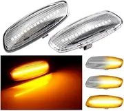1 Pair Dynamic LED Side Marker Lights Turn Signal Light Blinker For Citroen C3 C4 C5 DS3 DS4 For Peugeot 207 308 3008 5008 RCZ(Dynamic Crystal Type)
