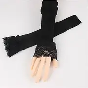 [DUnLap] Arm Sun Protection Cotton Arm Cuffs Lace Arm Covers Fashion Mid-Length Gloves Solid Black White Fake Sleeves Ladies Knitted Arm Sleeve Fake Cuffs Arm Sun Protection Sleeve
