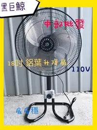 在飛比找Yahoo!奇摩拍賣優惠-『中部批發』黑巨鯨 170W 18吋 座直立扇 擺頭電扇 涼