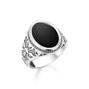 Genuine THOMAS SABO Rebel Wolf ring with onyx